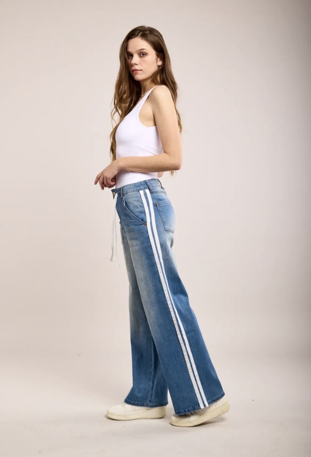 Toxik3 JOANIE wide leg side stripe jean - Image 3