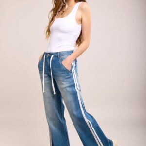 Toxik3 JOANIE wide leg side stripe jean