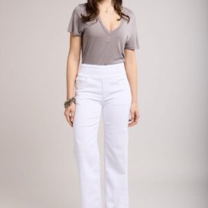 Toxik3 REMY by Tocada wide leg pull on white jeans