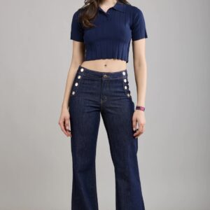Toxik3 FLEUR wide legged jeans with gold buttons