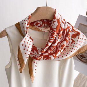 Floral print neckerchief – camel/orange