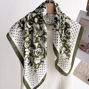 Floral print neckerchief – green