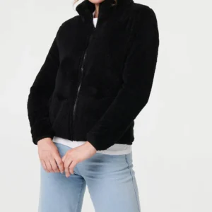 Fleece zip up by Stella Morgan – Black